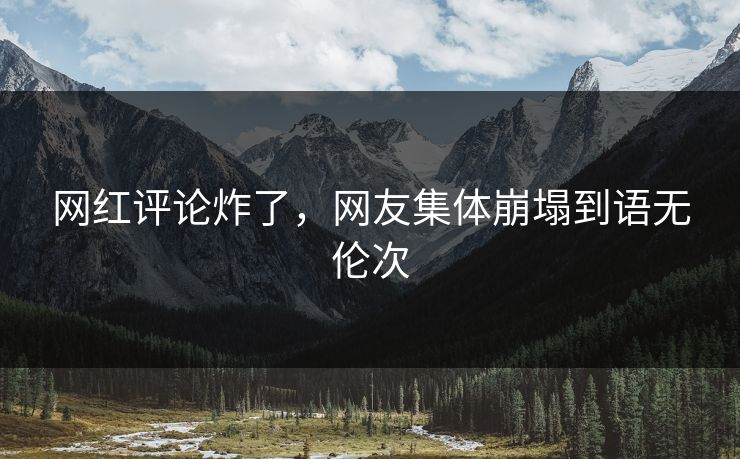 网红评论炸了，网友集体崩塌到语无伦次