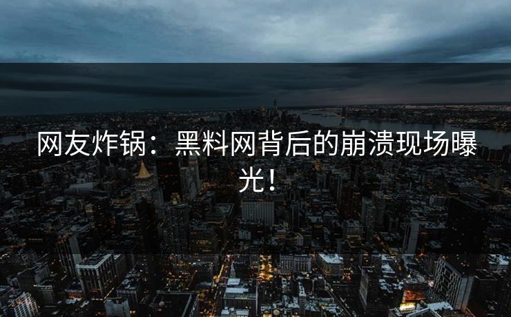 网友炸锅：黑料网背后的崩溃现场曝光！