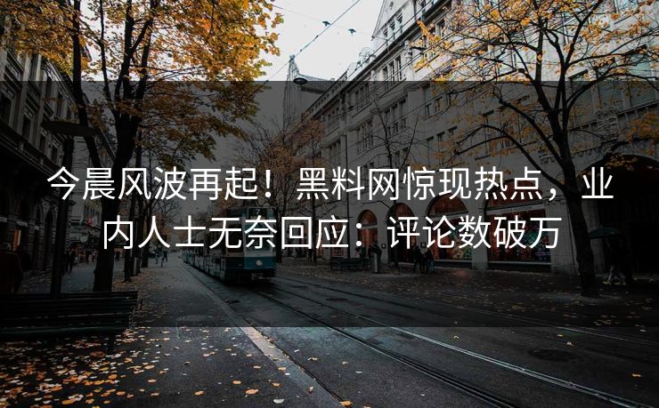 今晨风波再起！黑料网惊现热点，业内人士无奈回应：评论数破万