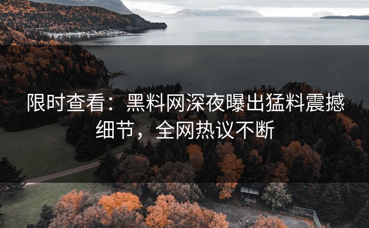 限时查看：黑料网深夜曝出猛料震撼细节，全网热议不断
