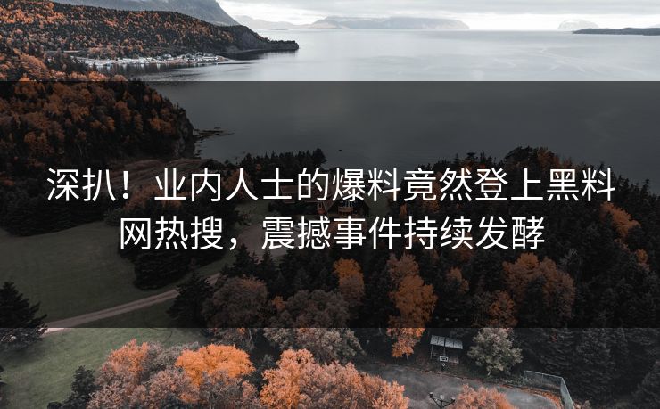深扒！业内人士的爆料竟然登上黑料网热搜，震撼事件持续发酵