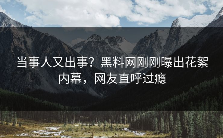 当事人又出事？黑料网刚刚曝出花絮内幕，网友直呼过瘾