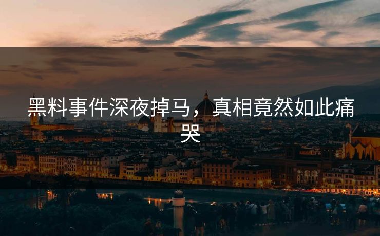 黑料事件深夜掉马，真相竟然如此痛哭