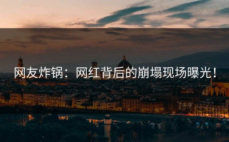 网友炸锅：网红背后的崩塌现场曝光！