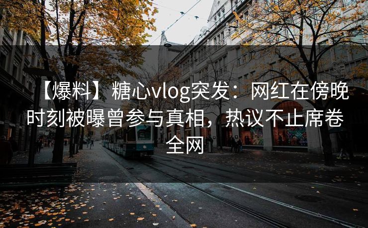 【爆料】糖心vlog突发：网红在傍晚时刻被曝曾参与真相，热议不止席卷全网